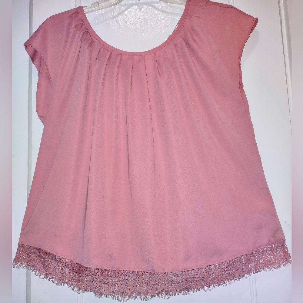 LC Lauren Conrad Mauve Pink Sleeveless Top Lace Hem
